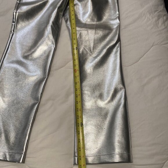 7 For All Mankind Women's Metallic Silver Pants - Picture 4 of 6